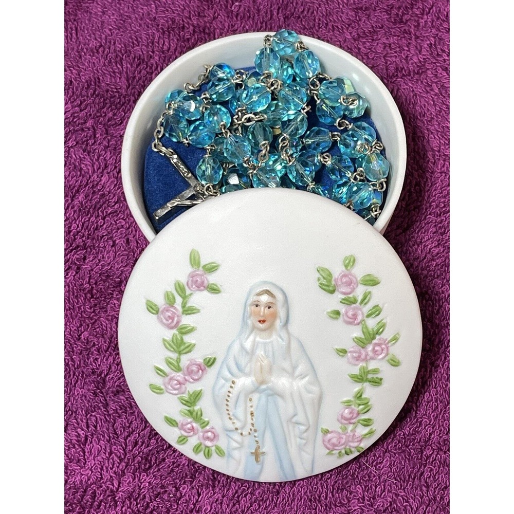 My Rosary Blue Beads Roman Catholic With Music Box Works